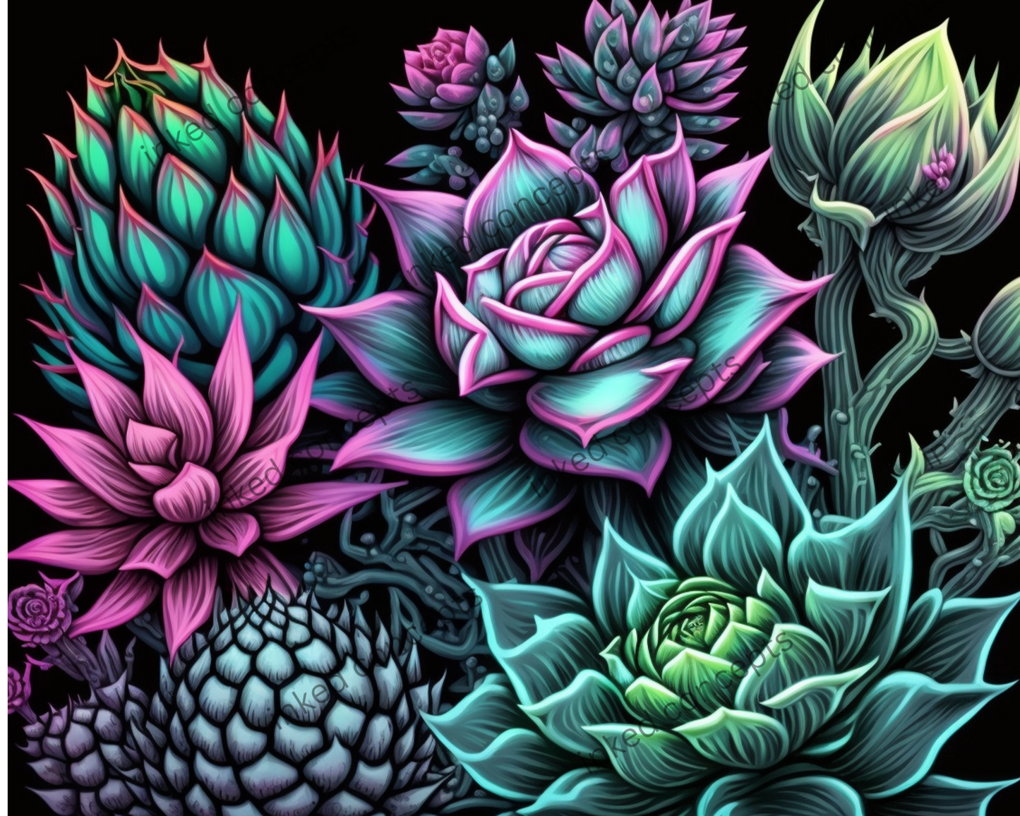 Succulent Neon Flowers (Glow Available)