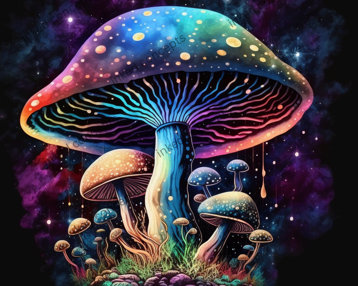 Trippy Galaxy Glow Mushroom (Glow Available)