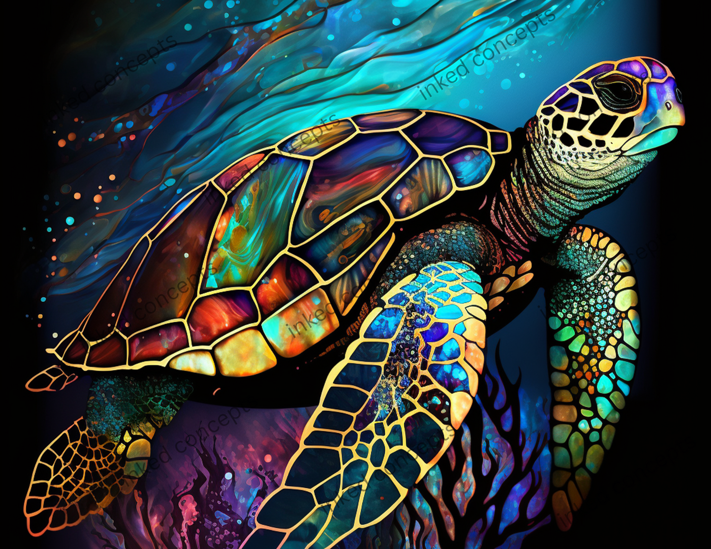 Stained Glass Sea Turtle (Glow Available)
